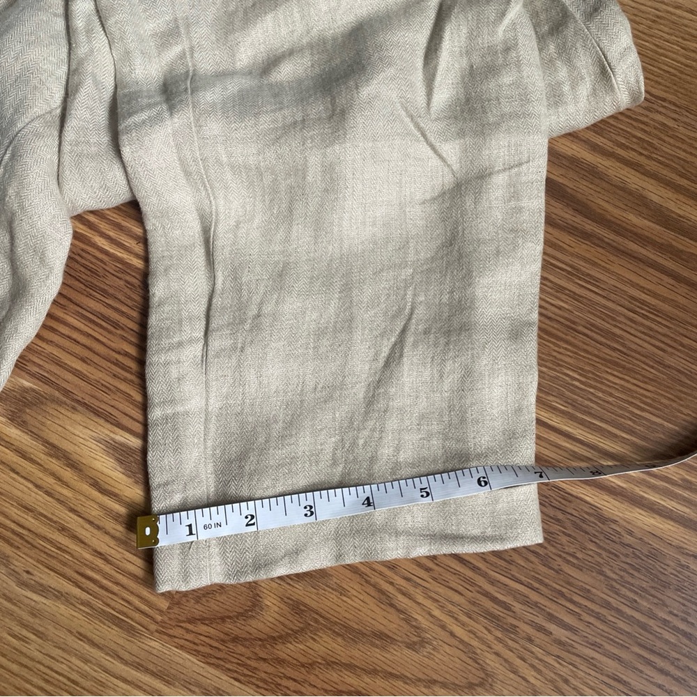 J‎ Crew Linen Pants Taupe Pull On Casual Cropped Cuffed Leg Size 4 - Picture 5 of 9